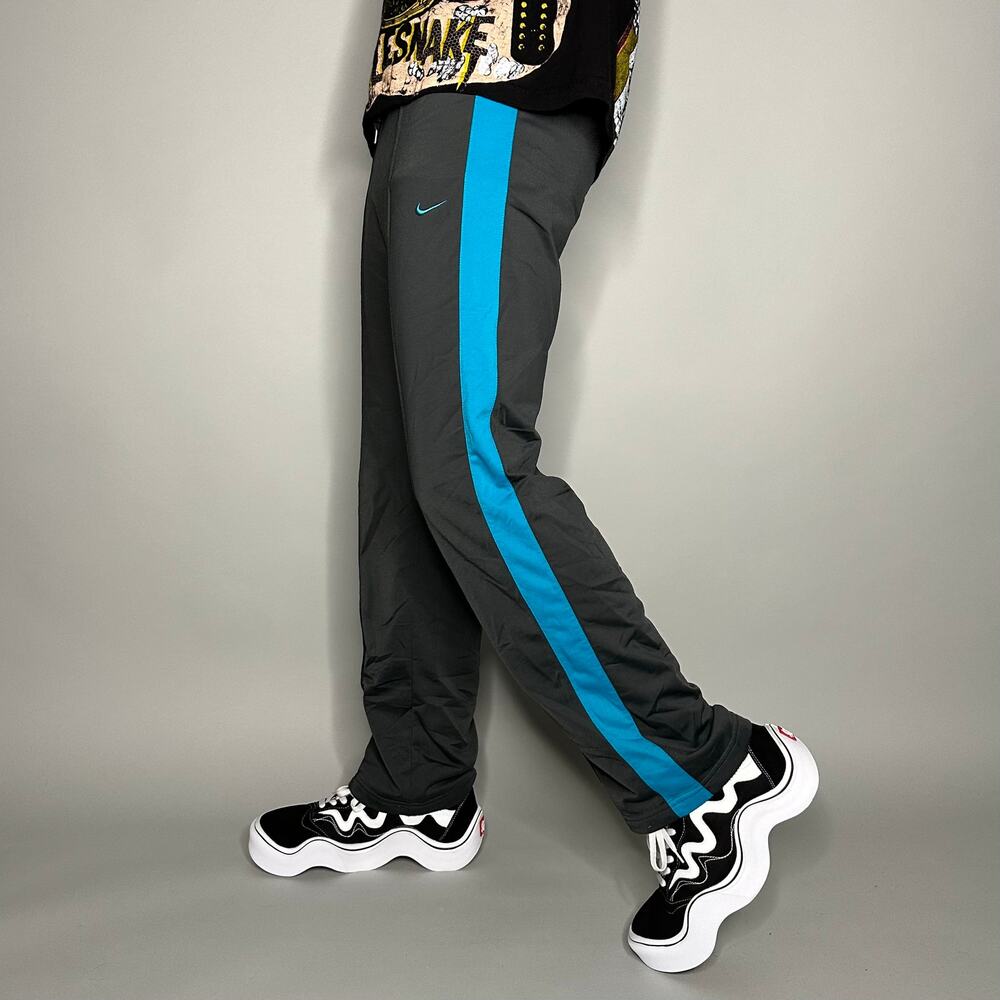 Vintage Y2K Nike Sweatpants Mens XS Relaxed Fit Dark Grey Polyester Blue Swoosh